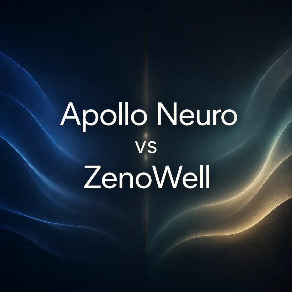 Abstract comparison graphic titled Apollo Neuro vs ZenoWell.