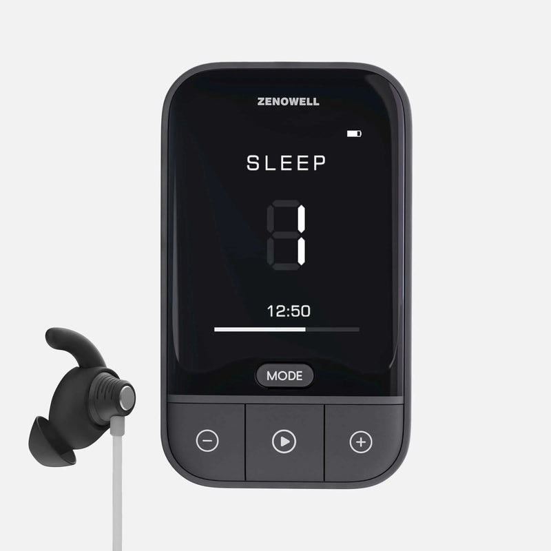 ZenoWell Vita–The Way to Calm-non-invasive vagus nerve stimulation device with handheld controller and earpiece, designed for improving sleep quality and relaxation